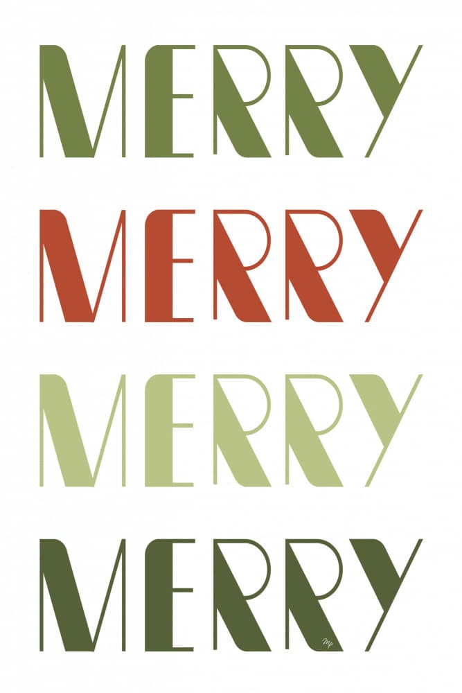 Merry Christmas Typography by Martina — canvas wall art