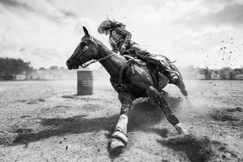 Rodeo Barrel Racing by Steven Zhou — canvas wall art