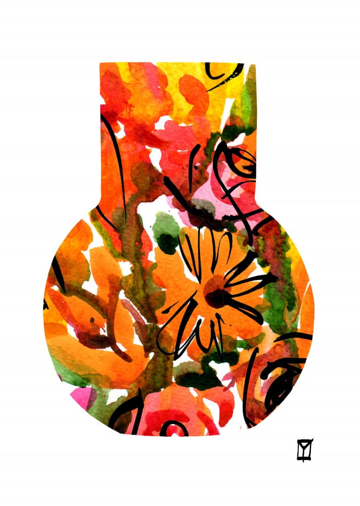 Vibrant Floral Vase by Yngve Eriksson — canvas wall art