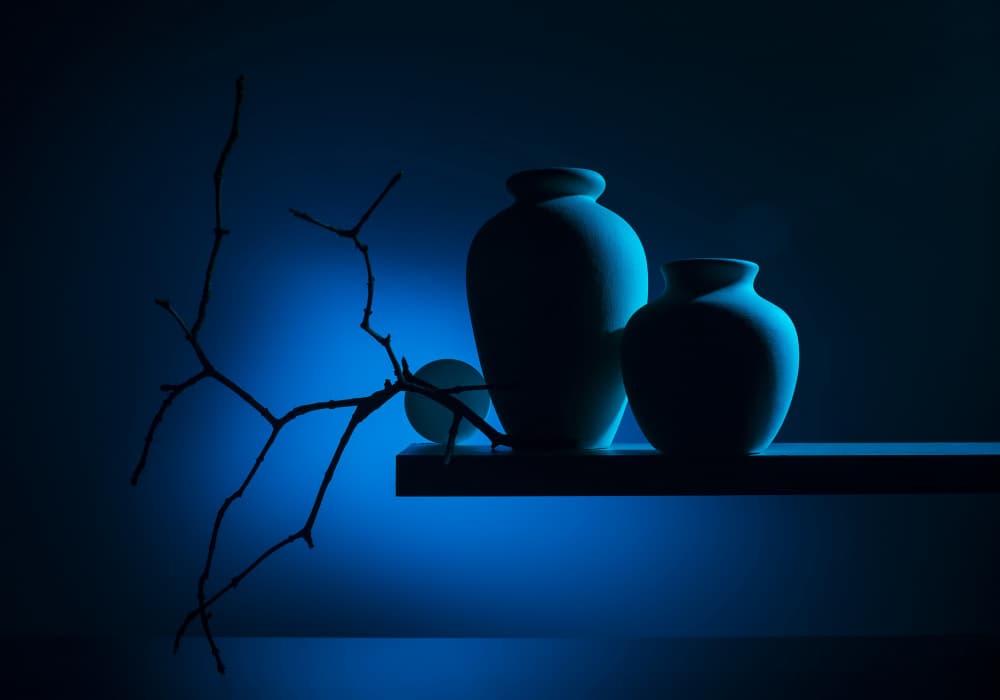 Serene Blue Vases by Evgeniy Popov — canvas wall art