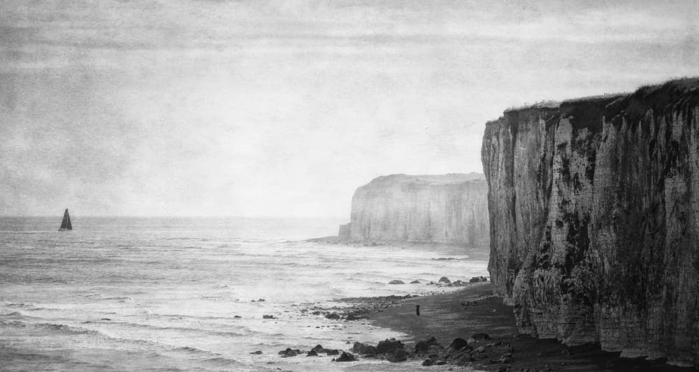 Misty Coastal Cliffs by Uschi Hermann — canvas wall art