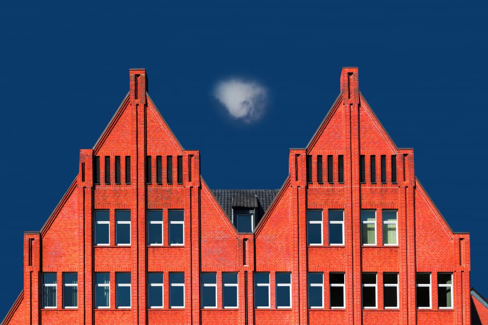 Red Brick Gables by Hans-Wolfgang Hawerkamp — canvas wall art