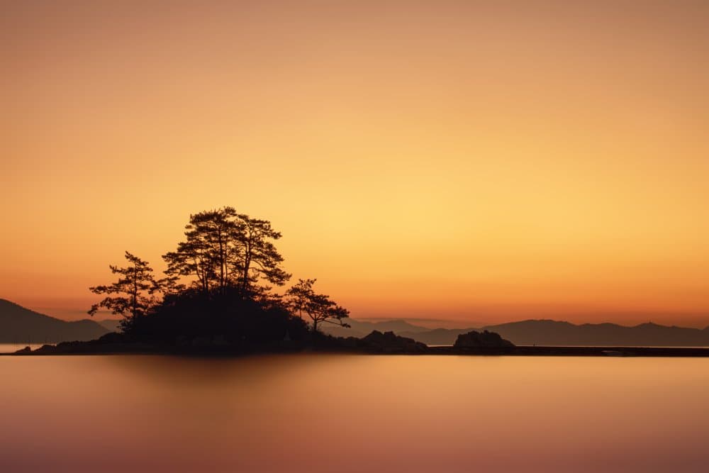 Island Sunset Reflection by Tiger Seo — canvas wall art