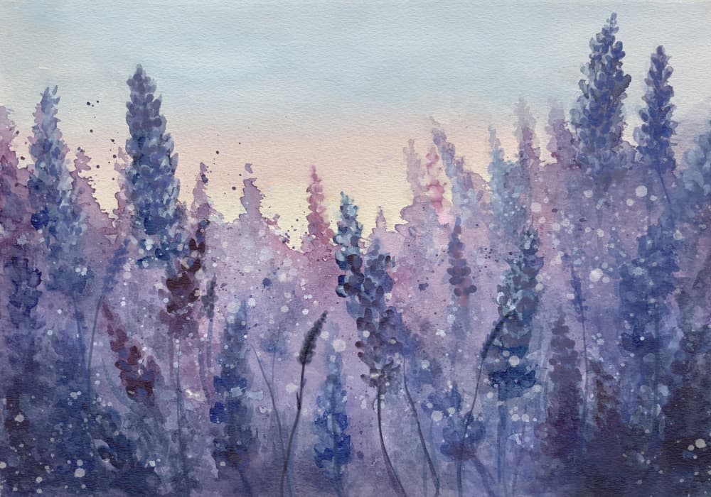 Lavender Sunset Glow by Monica Lindblom — canvas wall art