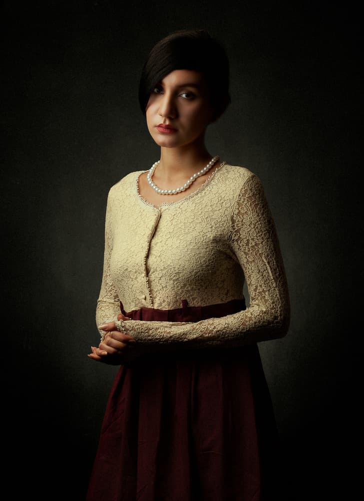 Elegant Woman in Pearls by Mehdi Mokhtari — canvas wall art
