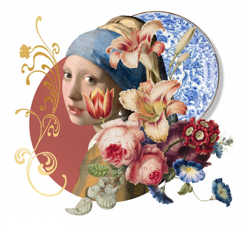 Elegant Floral Portrait by Marja van den Hurk — canvas wall art