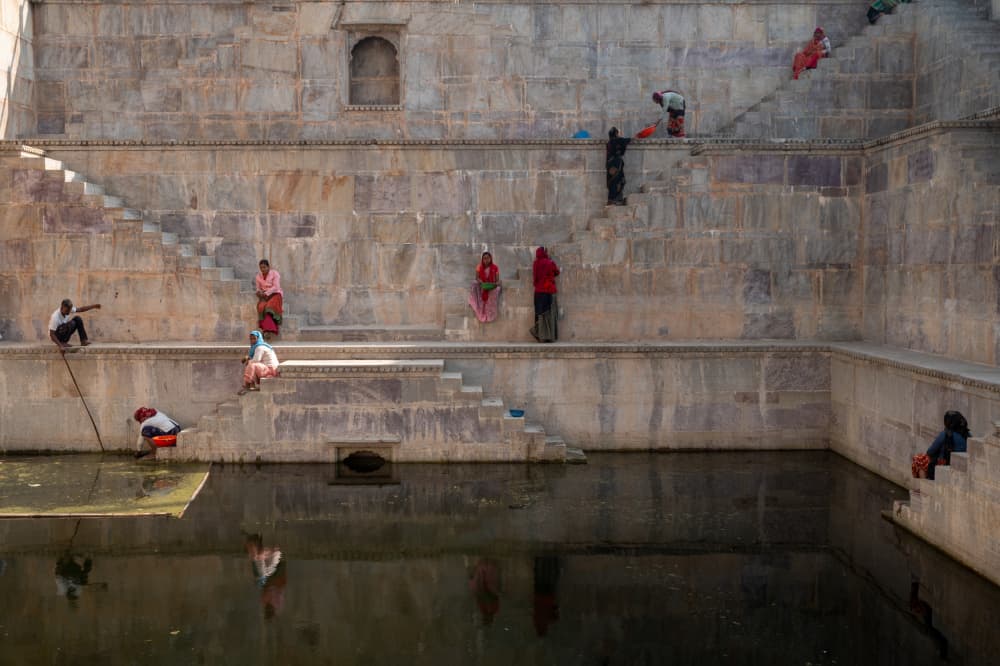 Women at the Stepwell by Ilana Lam — canvas wall art