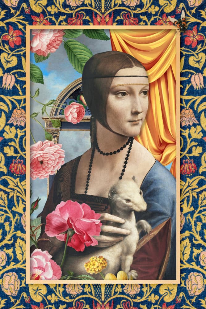 Elegant Lady with Ermine by Marja van den Hurk — canvas wall art