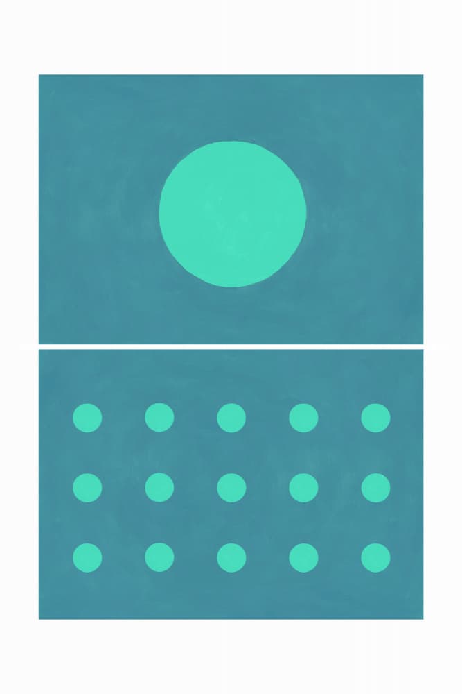 Teal Geometric Circles by Rosana Laiz Blursbyai — canvas wall art
