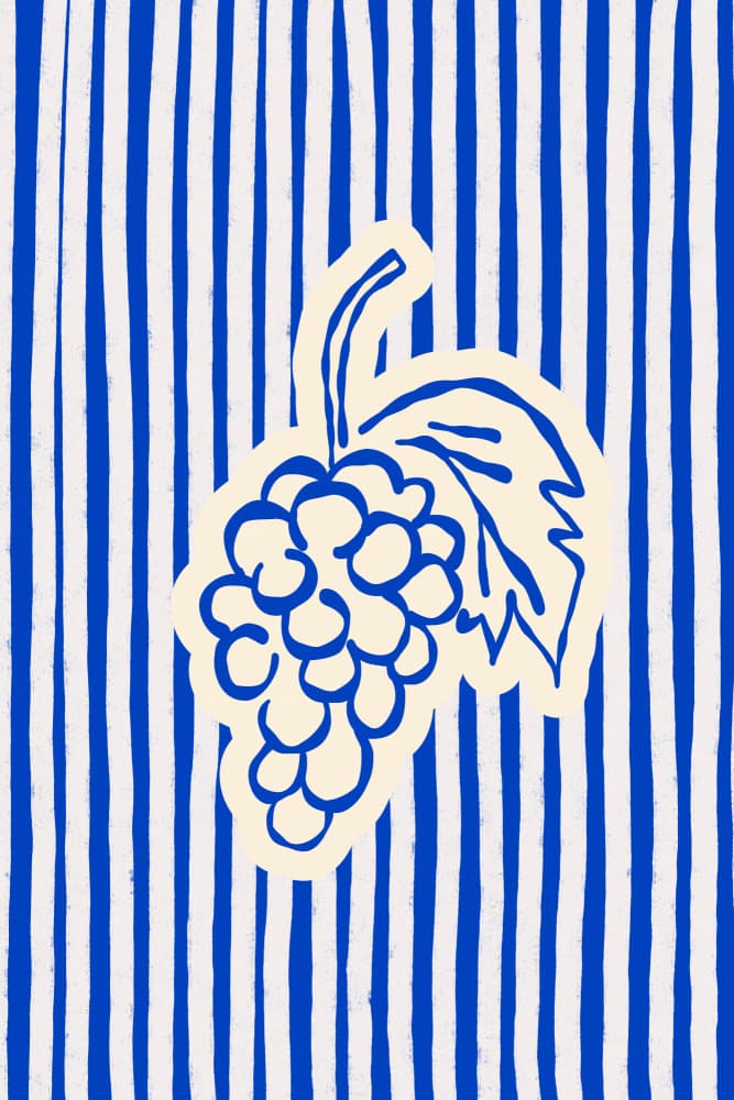 Blue Striped Grapes by Treechild — canvas wall art