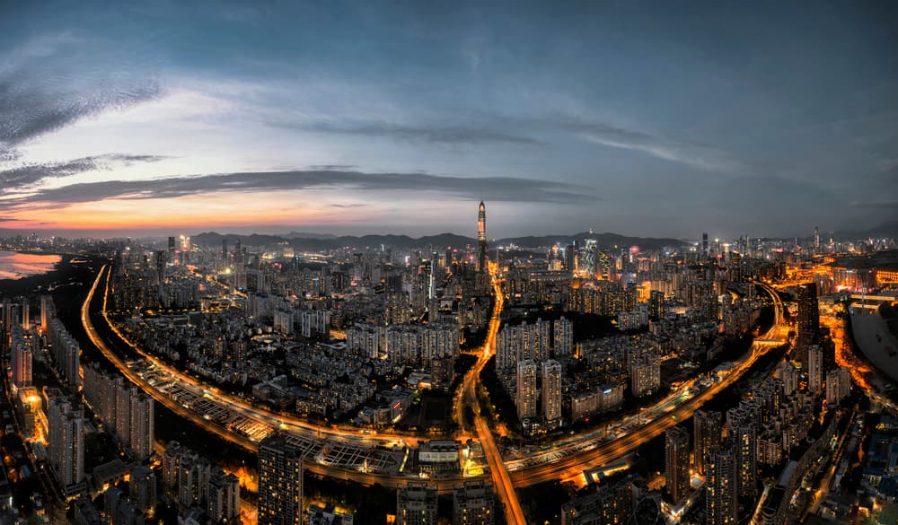 Twilight City Skyline by Stan Huang — canvas wall art
