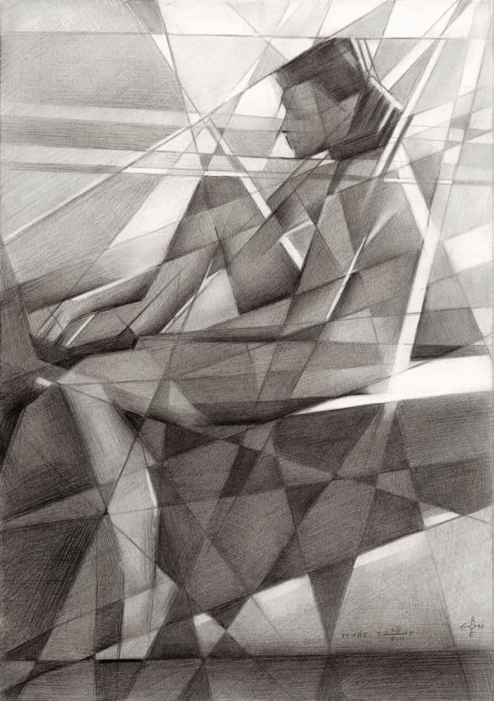 Contemplative Cubist Figure by Corné Akkers — canvas wall art