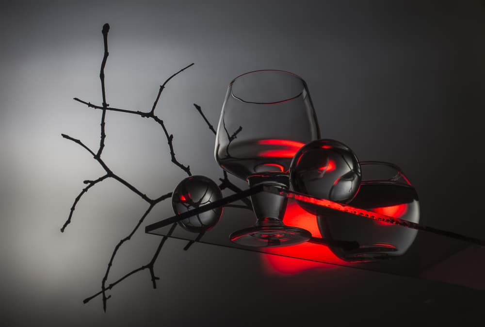 Red Glass Still Life by Evgeniy Popov — canvas wall art