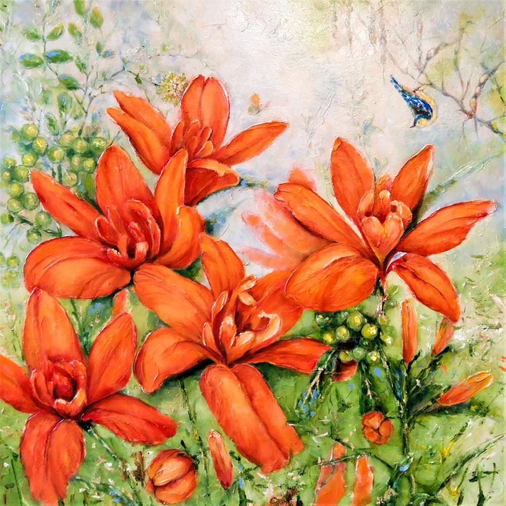 Vibrant Orange Flowers by Anda Bieza — canvas wall art