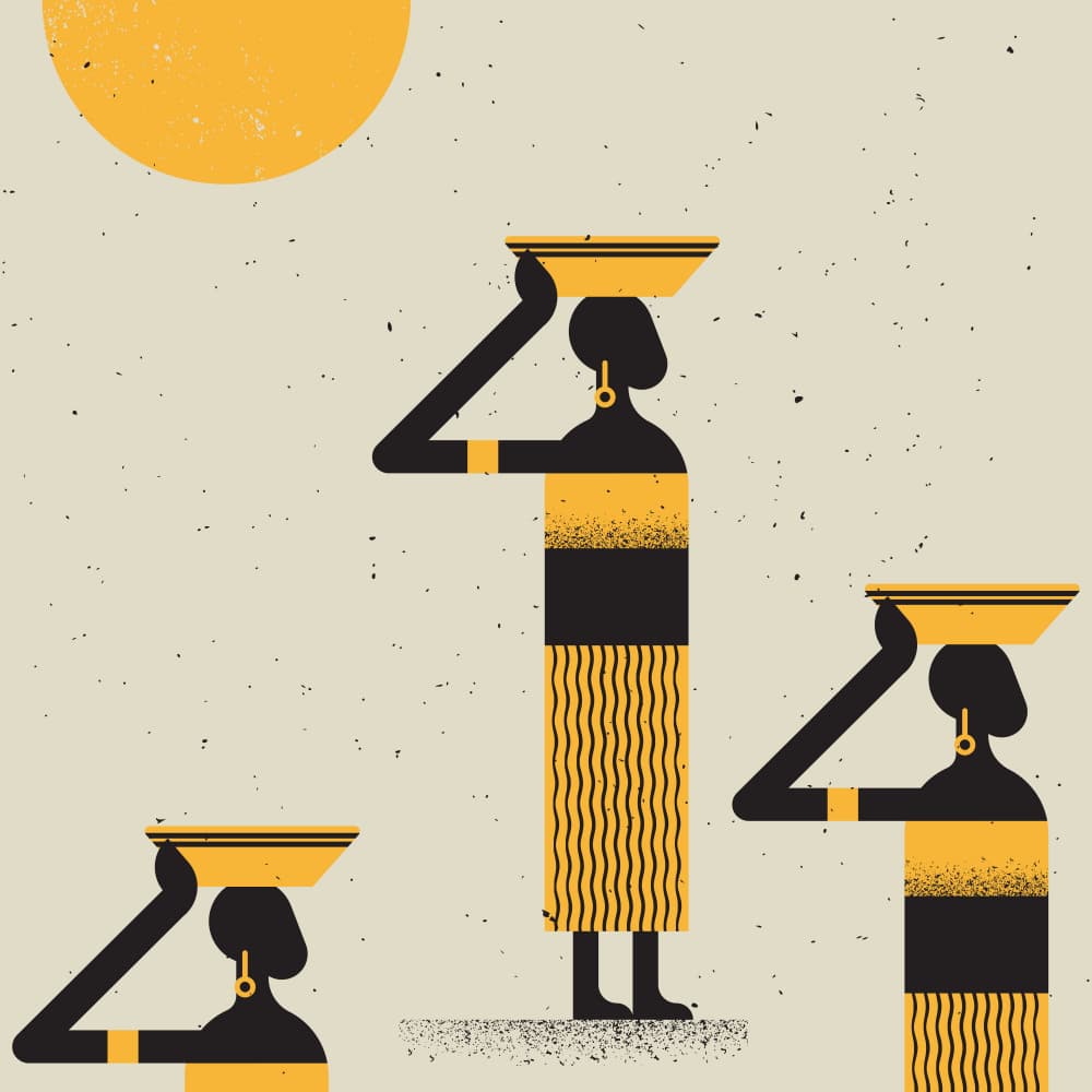 Women Carrying Baskets by The Creating Mind — canvas wall art