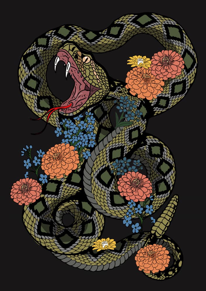 Striking Serpent Flowers by Nicholas — canvas wall art