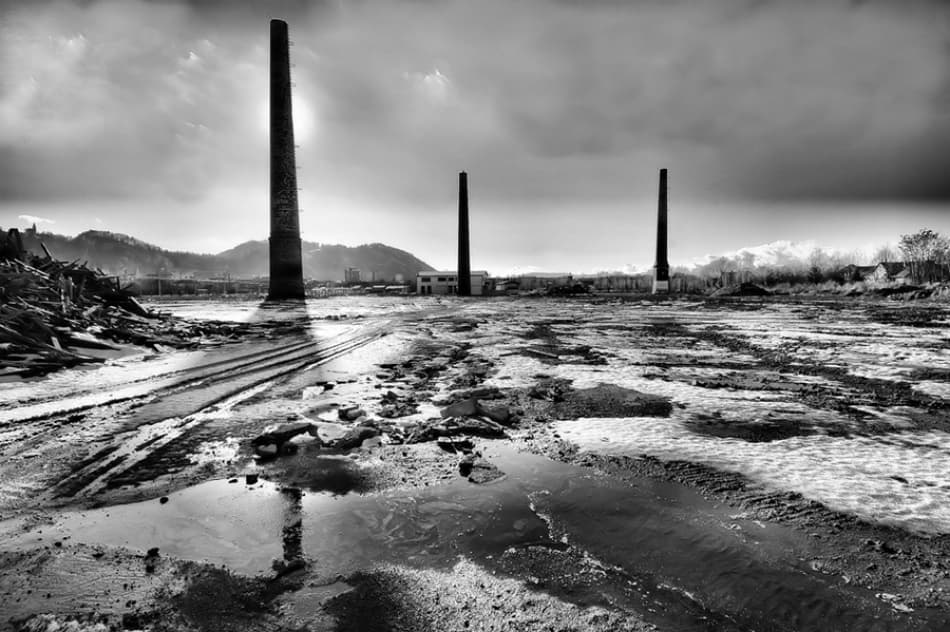 Monochrome Industrial Decay by Jure Kravanja — canvas wall art