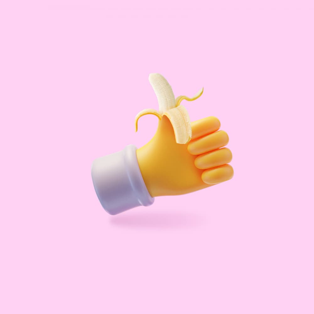 Happy Banana Thumbs Up by Artem Pozdniakov — canvas wall art