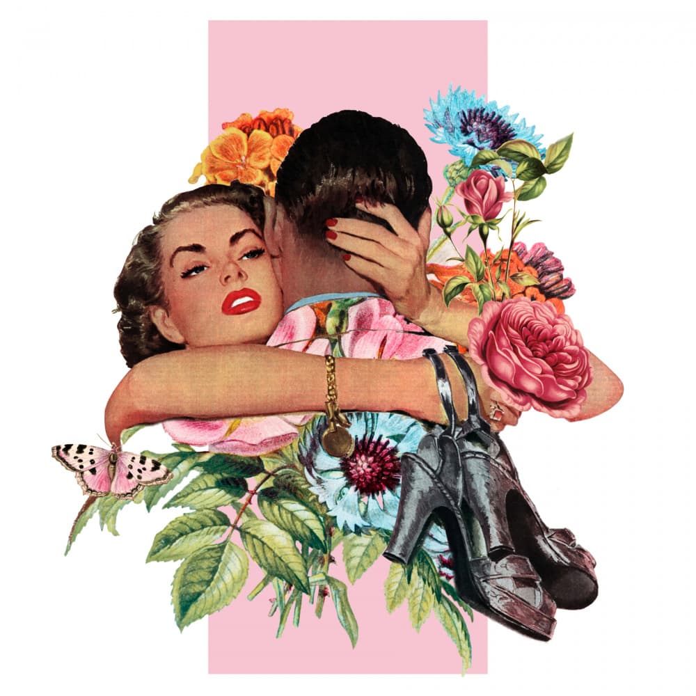 Glamorous Retro Embrace by Marja van den Hurk — canvas wall art