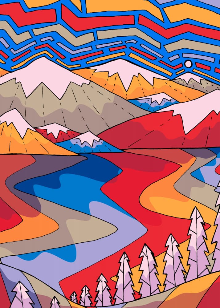 Vibrant Mountain Landscape by Stephen Wade — canvas wall art