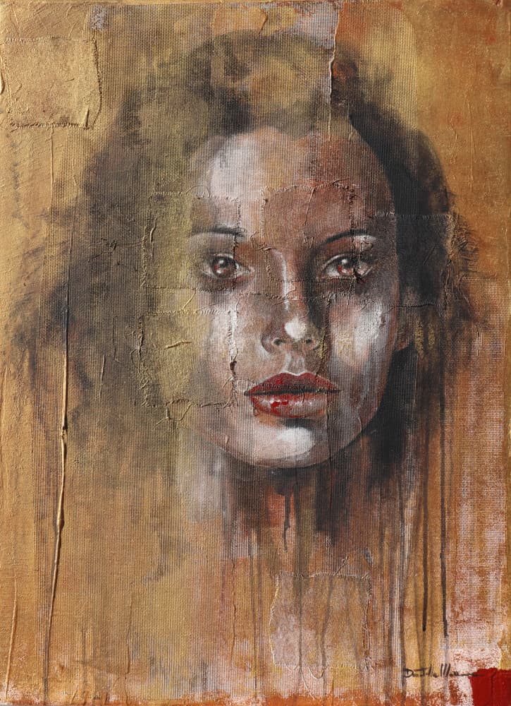 Expressive Golden Portrait by Donatella Marraoni — canvas wall art