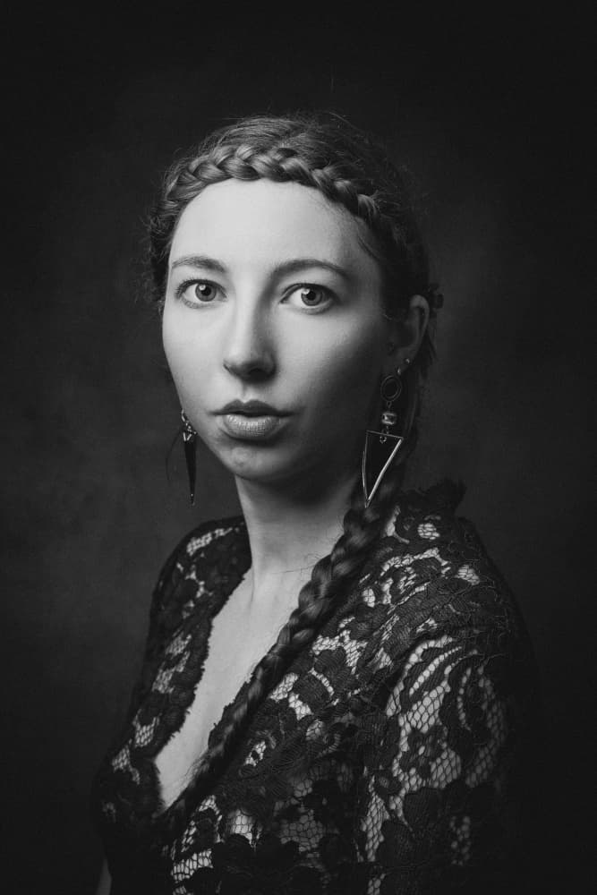 Intense Braided Portrait by Ruth Franke — canvas wall art