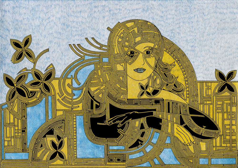 Golden Nouveau Woman by Iona Gilburt — canvas wall art