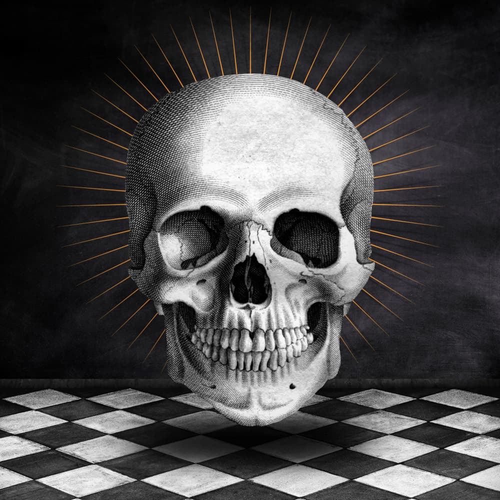 Vintage Skull Golden Halo by Marja van den Hurk — canvas wall art