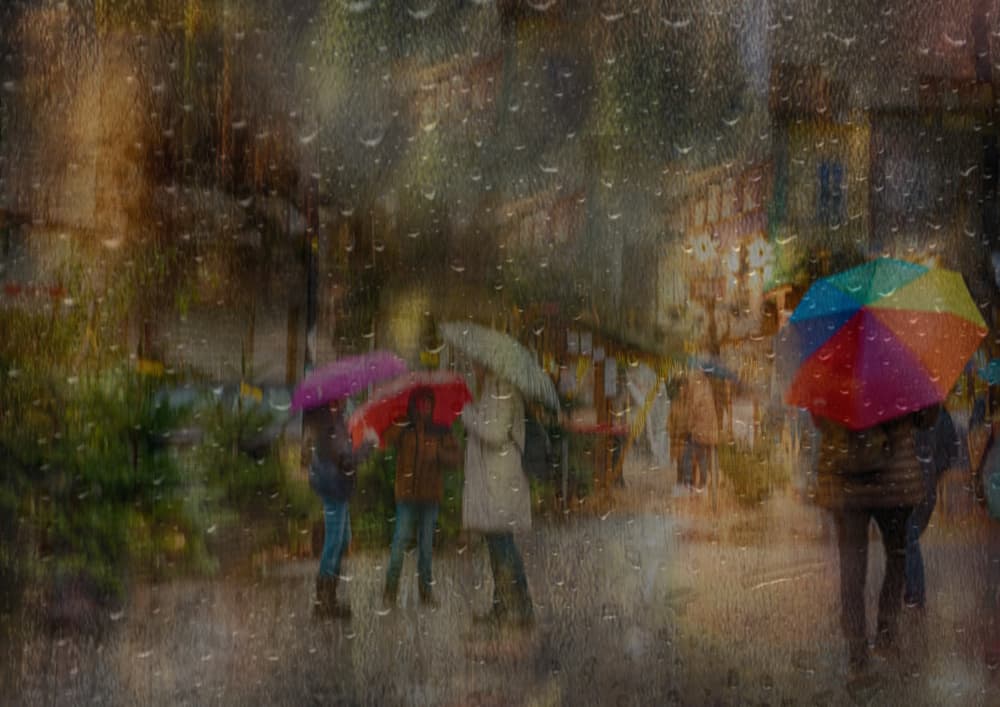 Rainy City Umbrellas by Anette Ohlendorf — canvas wall art