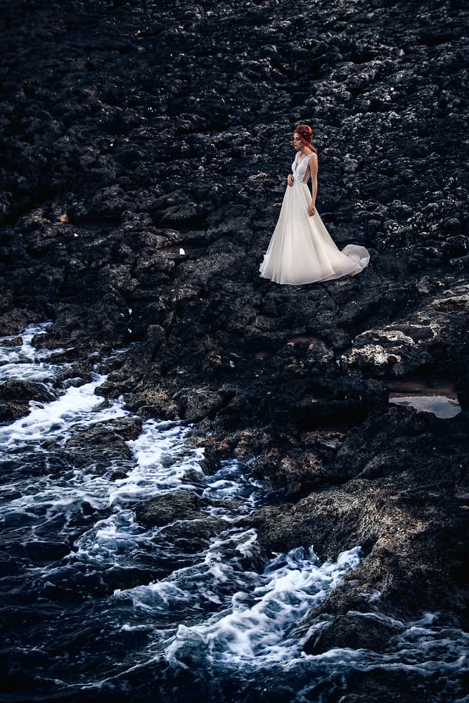 Elegant Woman Dark Coast by Ruslan Bolgov — canvas wall art
