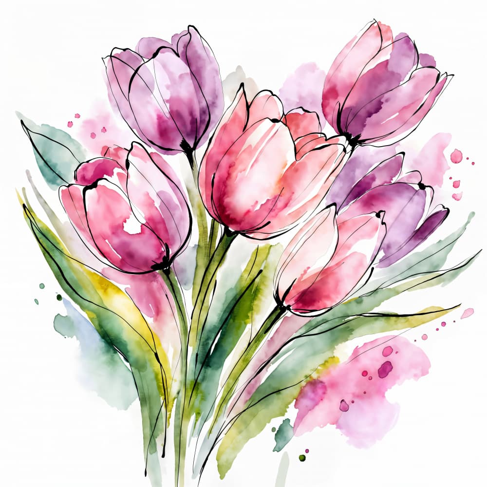 Watercolor Tulip Bouquet by Natalie Bruns — canvas wall art