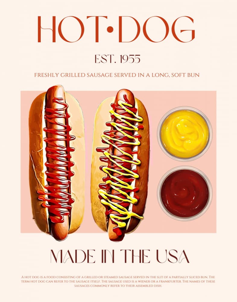 American Hot Dog Classic by Nazma Khokhar — canvas wall art