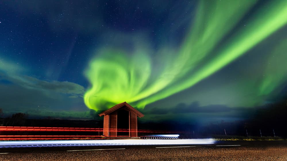 Northern Lights Road Night by Jassi Oberai — canvas wall art