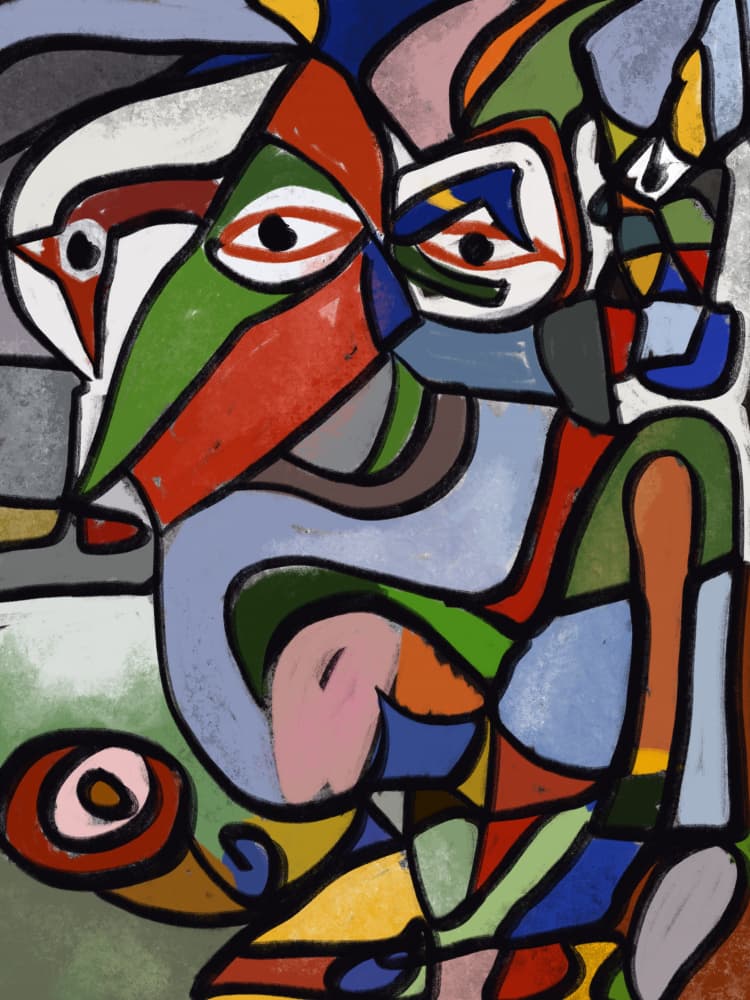 Vibrant Cubist Figures by Little Dean — canvas wall art