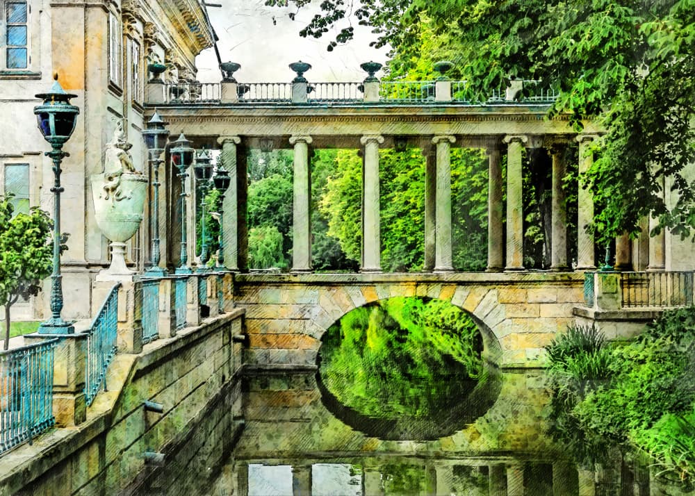 Classical Garden Bridge by Justyna Jaszke — canvas wall art