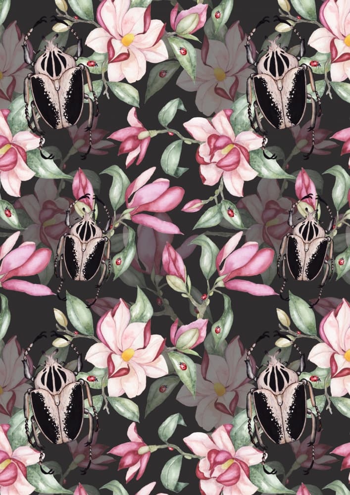 Elegant Beetle Magnolias by Linda Sitniece — canvas wall art