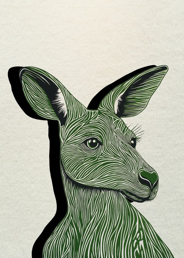 Green Kangaroo Portrait by Pictufy Studio IV — canvas wall art