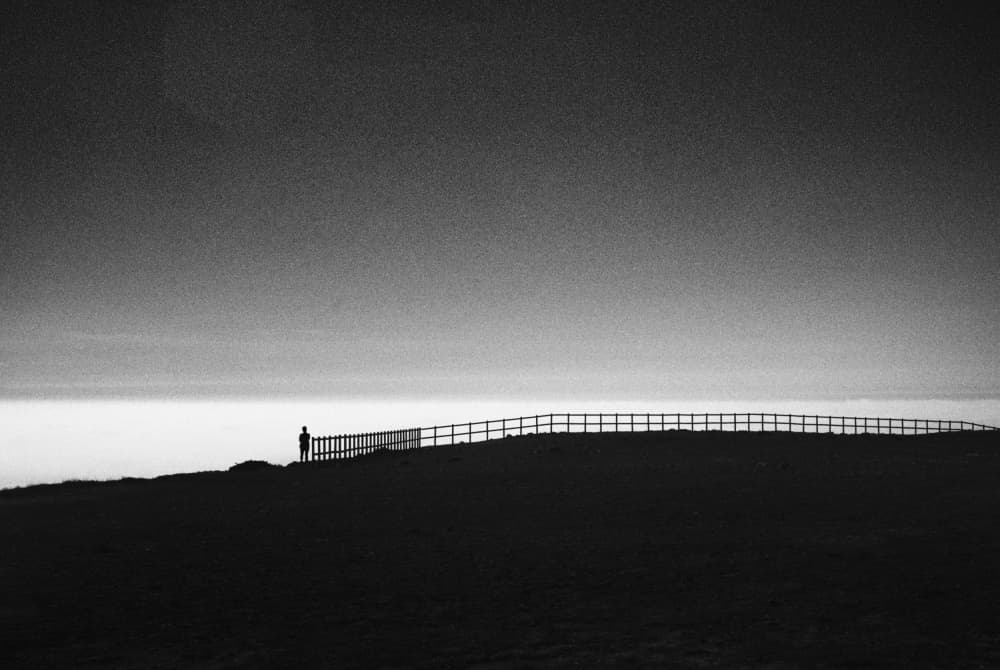 Lone Figure Misty Horizon by Paulo Abrantes — canvas wall art