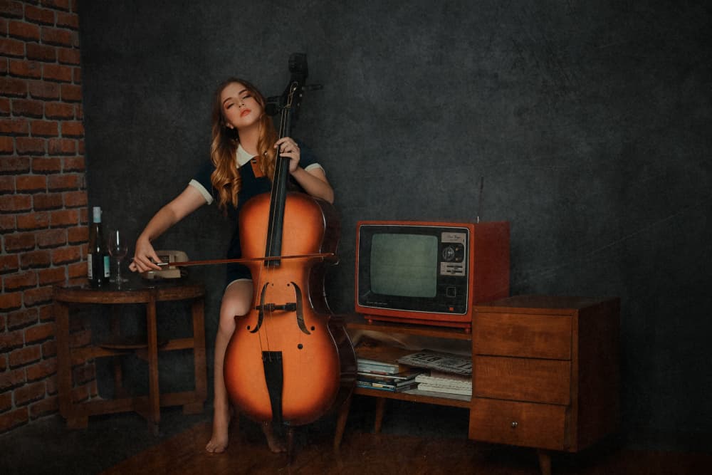 Vintage Cello Serenade by Djayent Abdillah — canvas wall art