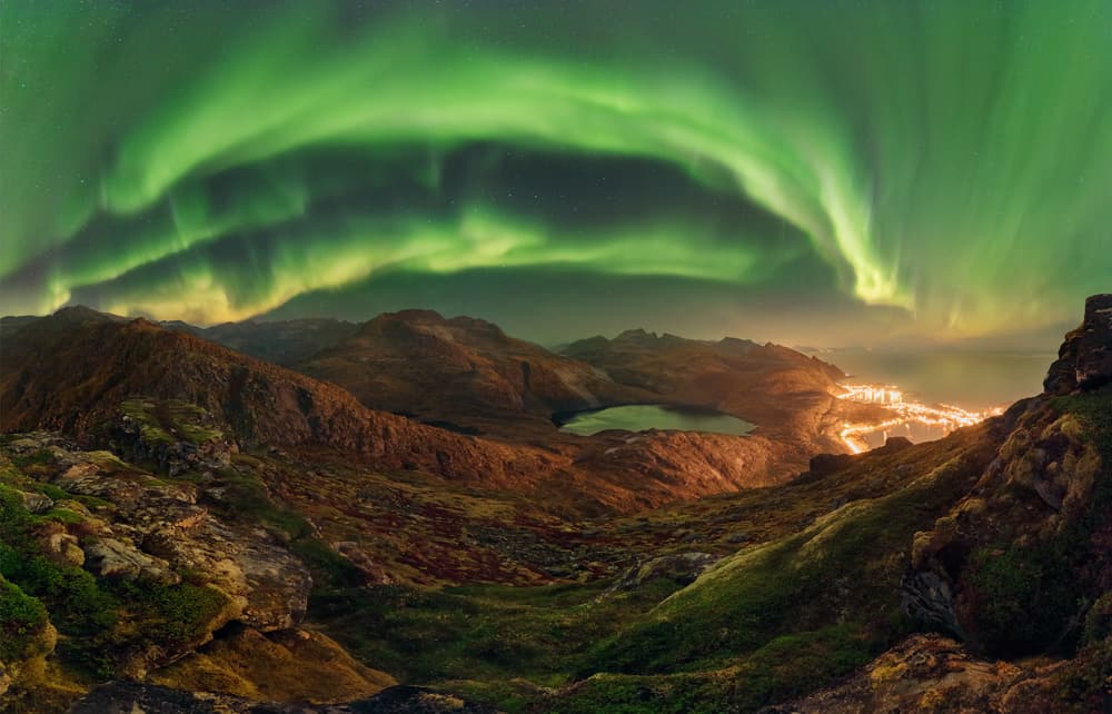 Northern Lights Fjord Town by Jan Šmíd Master QEP — canvas wall art