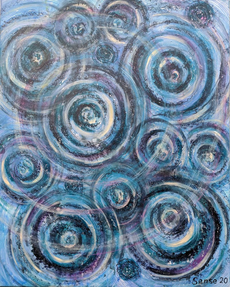Abstract Blue Circles by Lena Kolambet — canvas wall art