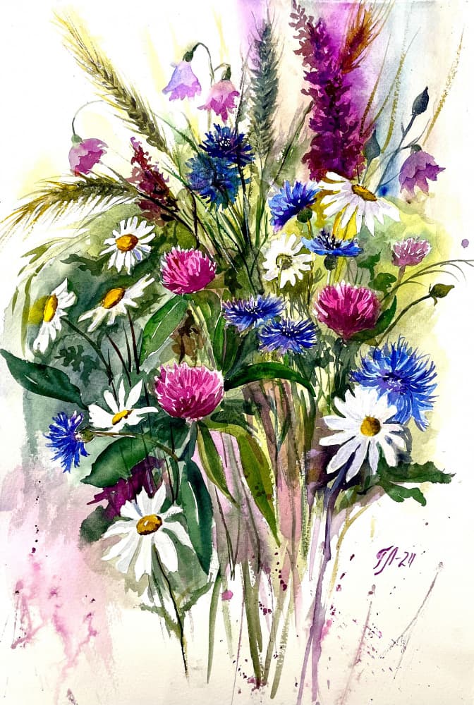 Vibrant Wildflower Bouquet by Tanya Lundmark — canvas wall art