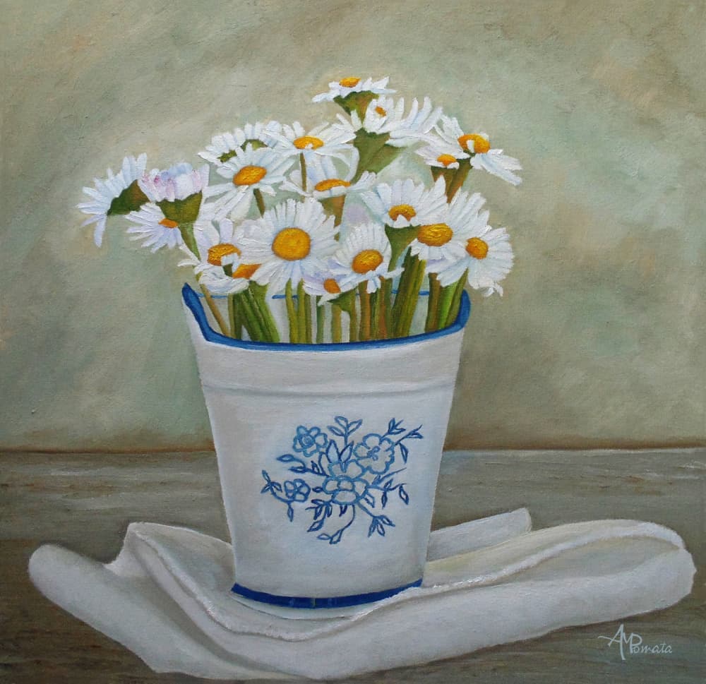 Rustic Daisy Bucket by Angeles M. Pomata — canvas wall art