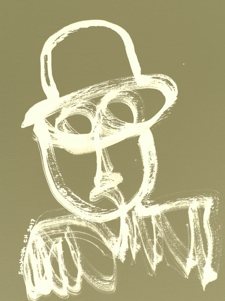 Enigmatic Bowler Figure by Santhosh ch — canvas wall art