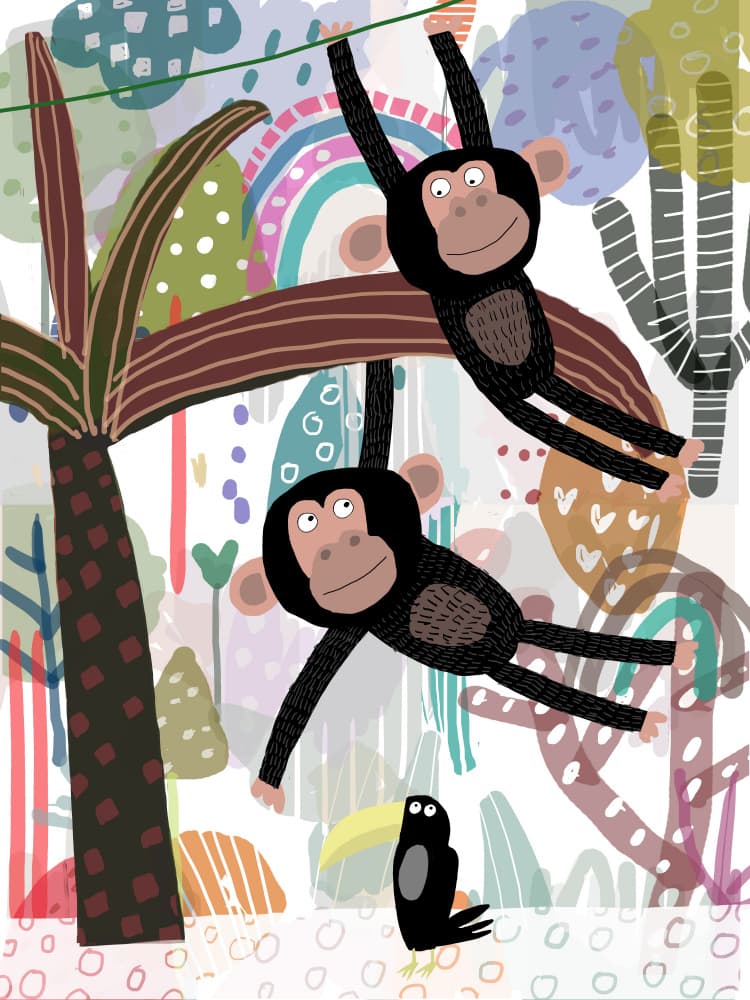 Swinging Jungle Monkeys by Carla Daly — canvas wall art