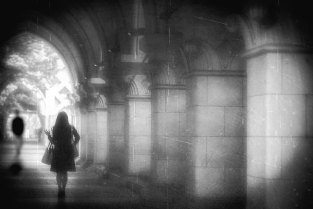 Mysterious Woman Archway Walk by Teruhiko Tsuchida — canvas wall art