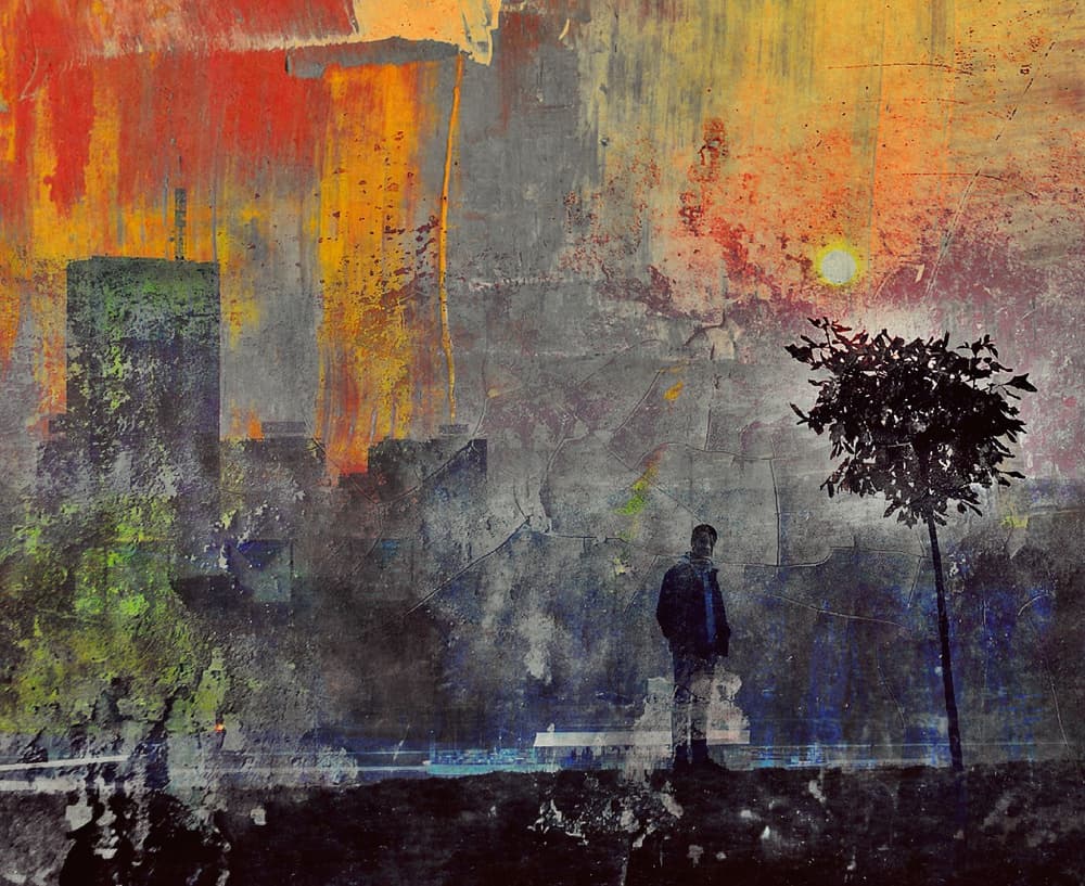 Solitary Man City Sunset by Dalibor Davidovic — canvas wall art