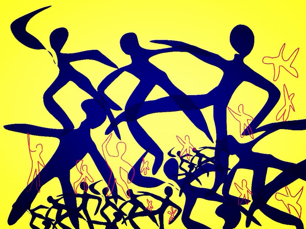 Lively Crowd Celebration by Jocelyn Wortley — canvas wall art
