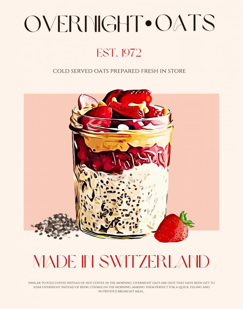 Strawberry Overnight Oats by Nazma Khokhar — canvas wall art