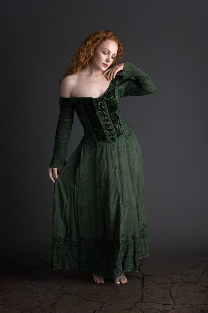 Pensive Redhead in Green by Jan Slotboom — canvas wall art